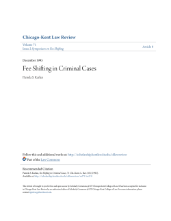 Fee Shifting in Criminal Cases - Scholarly Commons @ IIT Chicago