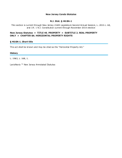 New Jersey Condo Statutes NJ Stat. &sect; 46:8A-1