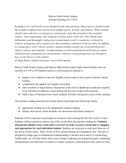 Summer Reading - PreAP English I