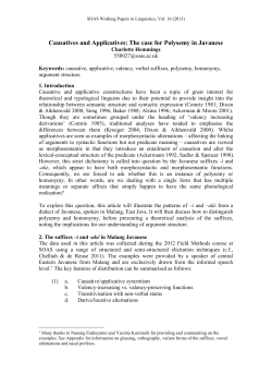 Causatives and Applicatives: The case for Polysemy in Javanese