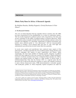 Ethnic Party Bans In Africa: A Research Agenda