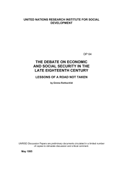 The Debate on Economic and Social Security in the Late Eighteenth