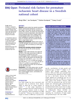 Perinatal risk factors for premature ischaemic heart disease in a
