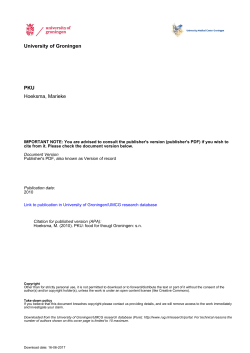 University of Groningen PKU Hoeksma, Marieke