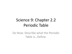 Science 9: Chapter 2.2 Periodic Table