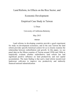 Land Reform, its Effects on the Rice Sector, and Economic