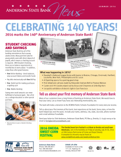 Summer 2016 - Anderson State Bank