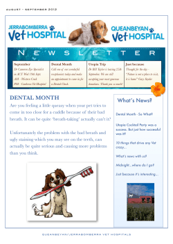 QVH August newsletter - Queanbeyan Vet Hospital