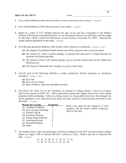 95 Math 156&ndash;Sat: HW #1 Name: 1. Give a brief definition of the