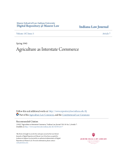 Agriculture as Interstate Commerce