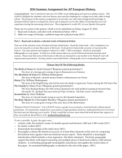 2016 Summer Assignment AP Euro