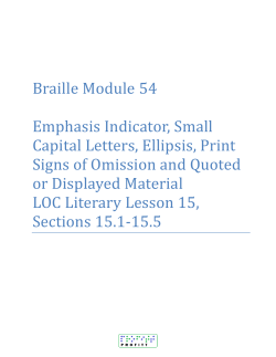 Braille Module 54 Emphasis Indicator, Small Capital Letters, Ellipsis