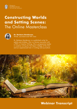 Constructing Worlds and Setting Scenes: The Online Masterclass