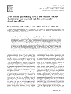 Avian cholera, posthatching survival and selection on hatch
