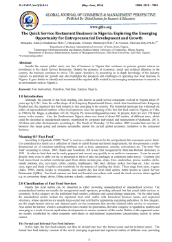 The Quick Service Restaurant Business in Nigeria: Exploring the