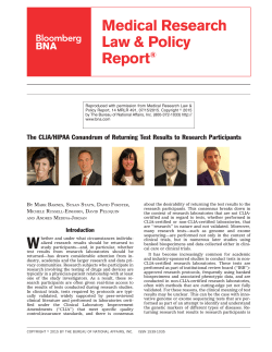 The CLIA/HIPAA Conundrum of Returning Test Results to Research
