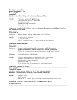 Mrs. Taylor`s Lesson Plans Honors Biology Block