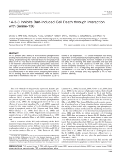 14-3-3 Inhibits Bad-Induced Cell Death through Interaction with