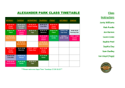 ALEXANDER PARK CLASS TIMETABLE Class Instructors