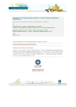 Evaluation of drought tolerance indices in durum wheat recombinant