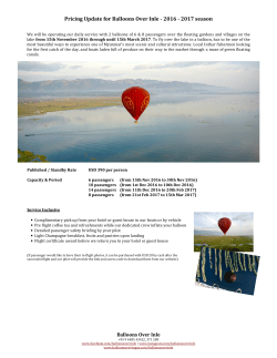 Pricing Update for Balloons Over Inle - 2016