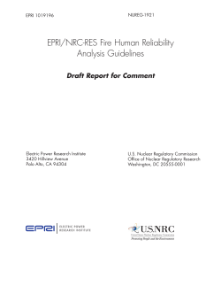 EPRI/NRC-RES Fire Human Reliability Analysis Guidelines