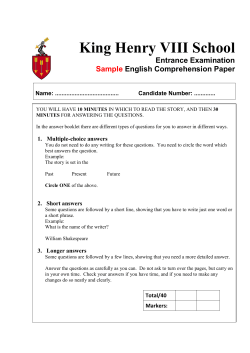 King Henry Comprehension