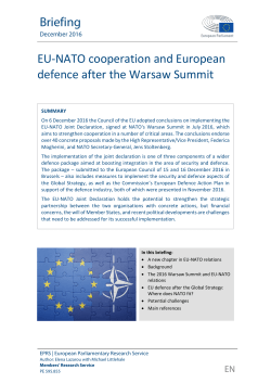 NATO cooperation and European defence after the Warsaw summit