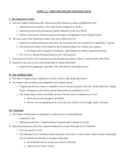 TOPIC 2.2&mdash;THE CHESAPEAKE COLONIES (28