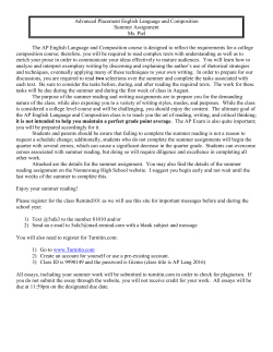 Advanced Placement English Language and Composition Summer