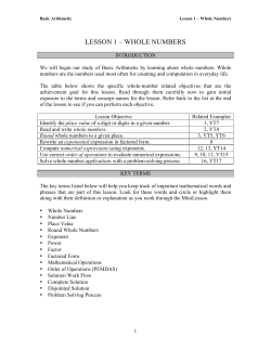 LESSON 1 &ndash; WHOLE NUMBERS