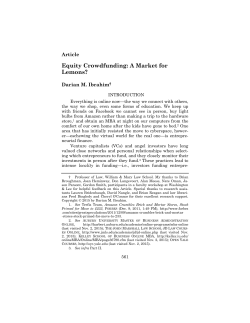 Equity Crowdfunding: A Market for Lemons?