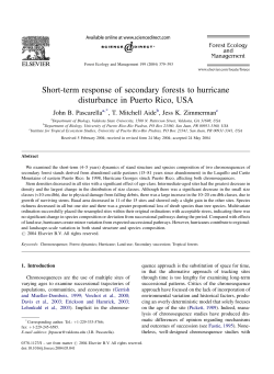 Short-term response of secondary forests to hurricane disturbance in
