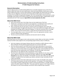 Memorandum of Understanding Instructions FY 2017 Request for