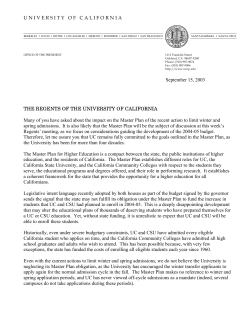 Letter from UC President Atkinson to UC Regents on the Master
