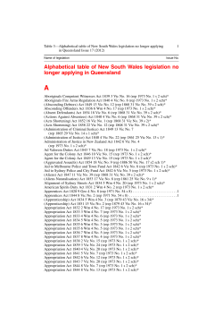 Alphabetical table of NSW legislation no longer applying in