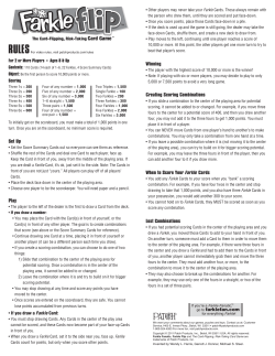 Set Up Play &bull; If you draw a Farkle Card: Winning Creating Scoring
