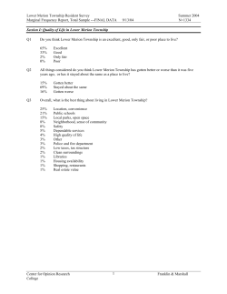 Lower Merion Township Resident Survey Summer 2004 Marginal