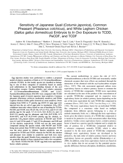 Sensitivity of Japanese Quail (Coturnix japonica)