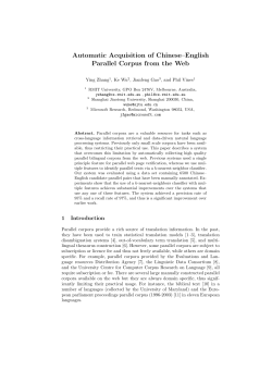 Automatic Acquisition of Chinese&ndash;English Parallel Corpus from the