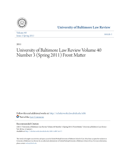 University of Baltimore Law Review Volume 40 Number 3 (Spring