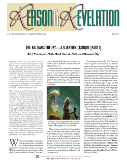 the big bang theory&mdash;a scientific critique [part i]