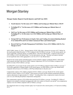 Morgan Stanley Reports Fourth Quarter and Full Year 2015: