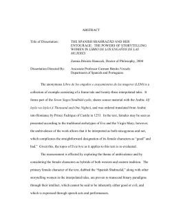 ABSTRACT Title of Dissertation: THE SPANISH SHAHRAZĀD AND