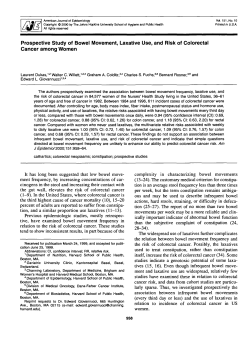 Prospective Study of Bowel Movement, Laxative Use, and Risk of