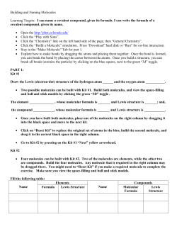 Building and Naming Molecules Learning Targets: I can