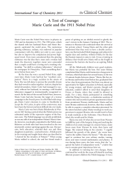 A Test of Courage: Marie Curie and the 1911