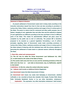 The Orissa Government Land Settlement Act, 1962