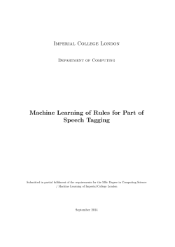 Machine Learning of Rules for Part of Speech Tagging