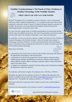 Neolithic Transformations I. The Puzzle of Time: Problems of